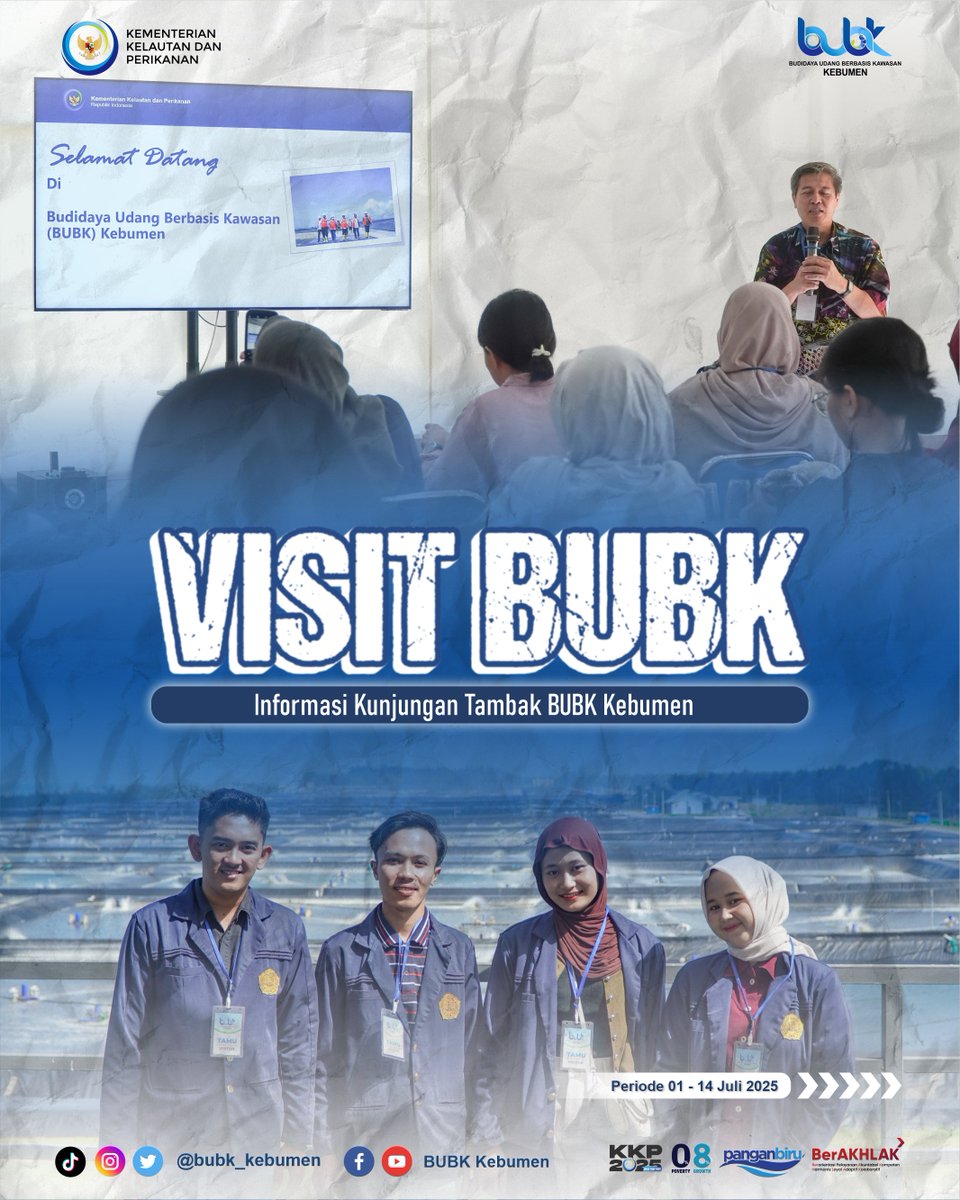 bubk_kebumen's tweet photo. ••• Informasi Seputar Kunjungan di Tambak BUBK Kebumen (PERIODE 01 - 14 Juli 2025)

Memajukan Kelautan &amp; Perikanan Indonesia 🇲🇨
bersama @bluppbkarawang https://t.co/kU1iPSsuCc