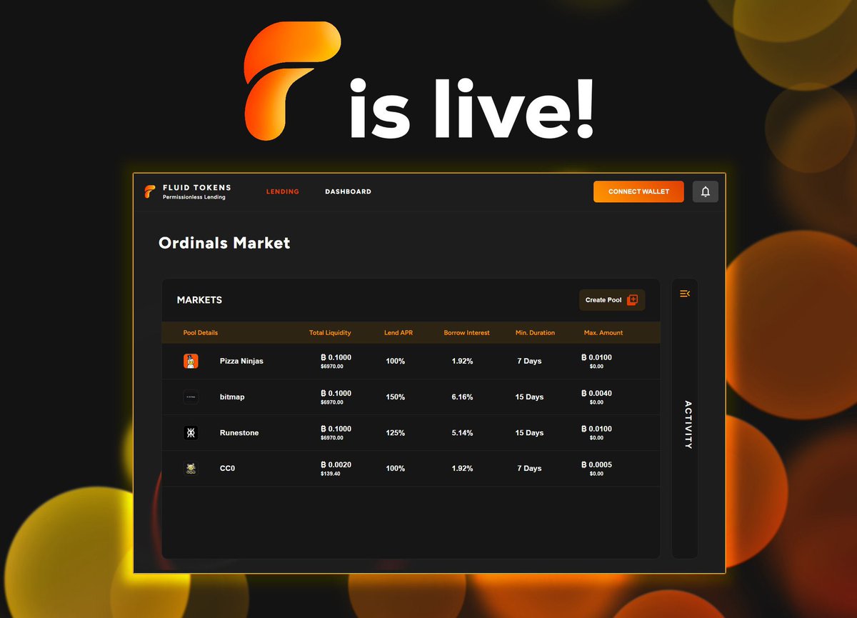 timo_crrypt's tweet image. I’ve really hated the idea of having to sell an Ordinal I genuinely loved just because I needed short-term liquidity.
That’s why discovering @FluidtokensXBT hit different.
For the first time, I could borrow against my Ordinals without selling them, no multi-sigs,just pure…