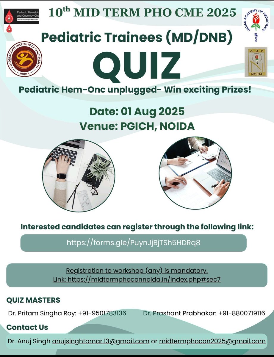 Pritam Singha Roy MD, DM (@pritampedhemonc) on Twitter photo Hey Quiz enthusiasts...
Block the date
Let's brainstorm on hem-onc knowledge
Quiz for MD/DNB students
<a href="/iapindia/">Indian Academy of Pediatrics (IAP)</a> <a href="/pho_india/">PHO INDIA</a> <a href="/DrManasKalra1/">Dr Manas Kalra</a> <a href="/drgargidas/">Gargi Das</a> <a href="/Satyayadav__/">Satya Prakash Yadav</a> <a href="/MunikotyVinay/">Vinay Munikoty Venkatesh</a> Hey Quiz enthusiasts...
Block the date
Let's brainstorm on hem-onc knowledge
Quiz for MD/DNB students
<a href="/iapindia/">Indian Academy of Pediatrics (IAP)</a> <a href="/pho_india/">PHO INDIA</a> <a href="/DrManasKalra1/">Dr Manas Kalra</a> <a href="/drgargidas/">Gargi Das</a> <a href="/Satyayadav__/">Satya Prakash Yadav</a> <a href="/MunikotyVinay/">Vinay Munikoty Venkatesh</a>