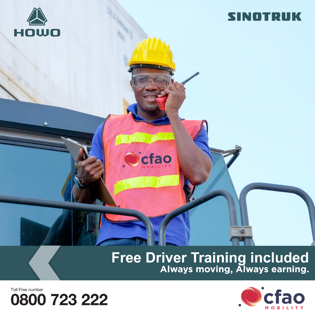 SinotrukCFAOKE's tweet photo. With free driver training for up to 2 drivers, your team levels up fast. For more information call 0700766660, 0703222555 or WhatsApp 0110121032
#cfaomobilitydriveskenya #Sinotruk #NXTipper #DriverSupport #SinotrukCare https://t.co/AKU6lVqvqw