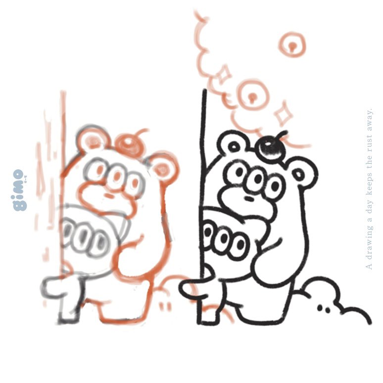 🍉iPad&amp;プロクリ6日目🍉
下書きした方が動きのある絵が描けそうで、下書き→清書で描いてみたけど…清書がむずかしい〜〜〜😭💦