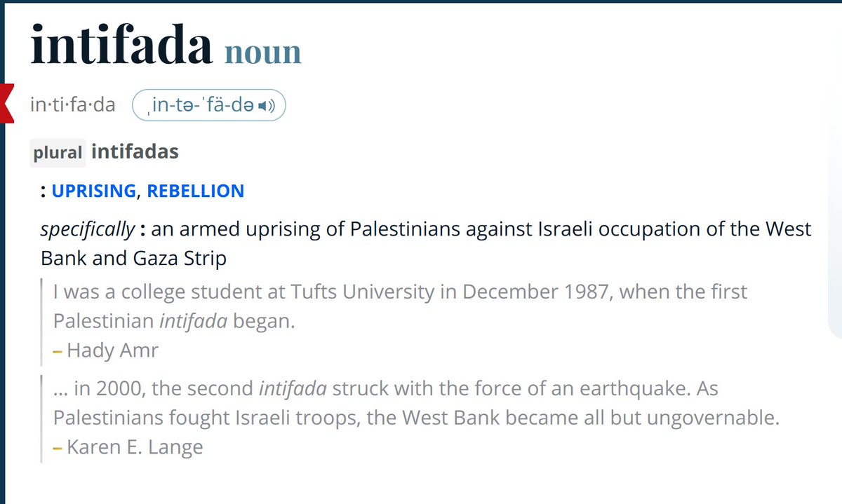 So merriam-webster is zionist propaganda now?  Compare this with wiki  en.wikipedia.org/wiki/Intifada#
