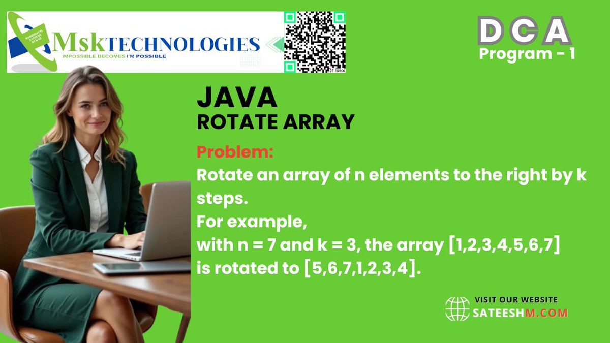 msktutorials's tweet image. Rotate Array in Java     sateeshm.com/rotate-array-i…