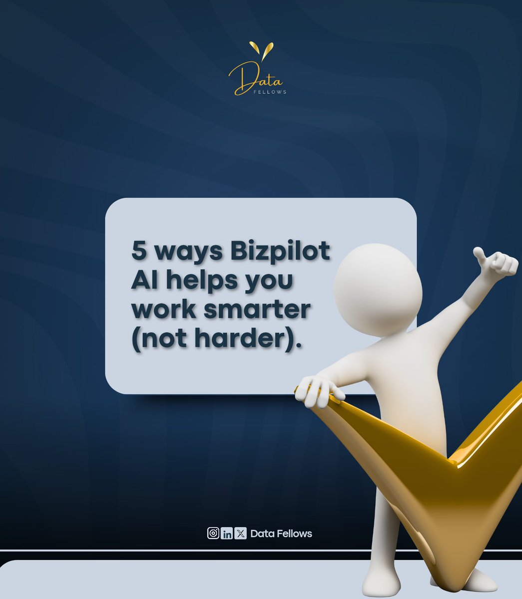 DatafellowsInfo's tweet image. Working hard = burnout.
Working smart =BizPilot. 😎💡
Here are 5 ways we help you move from hustle to results.👇

Explore Datafellowsai.com to sign up.

--
#BizPilot #DataFellows #DataGigs #Happy