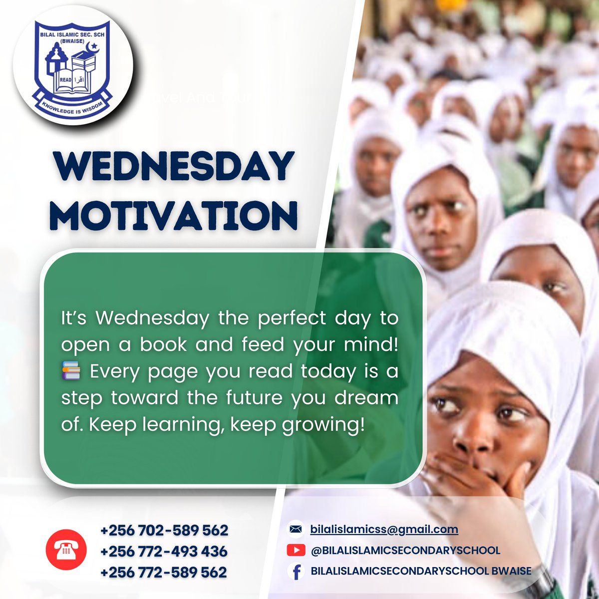 BilalBwaise's tweet image. Wednesday wisdom 📚open a book, open your mind! keep going, you’re halfway there! #schoollife #learning #education #students