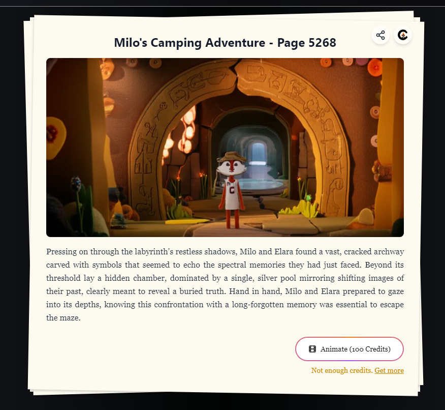 trom__cho's tweet photo. Just created my page in @‌campnetworkxyz's Never Ending Story using @‌StoryChain_AI 📖 Continue Milo's story for a chance to win a @‌CampTrailHeads WL spot! #NeverEndingStory https://t.co/S6K22EBAyt
