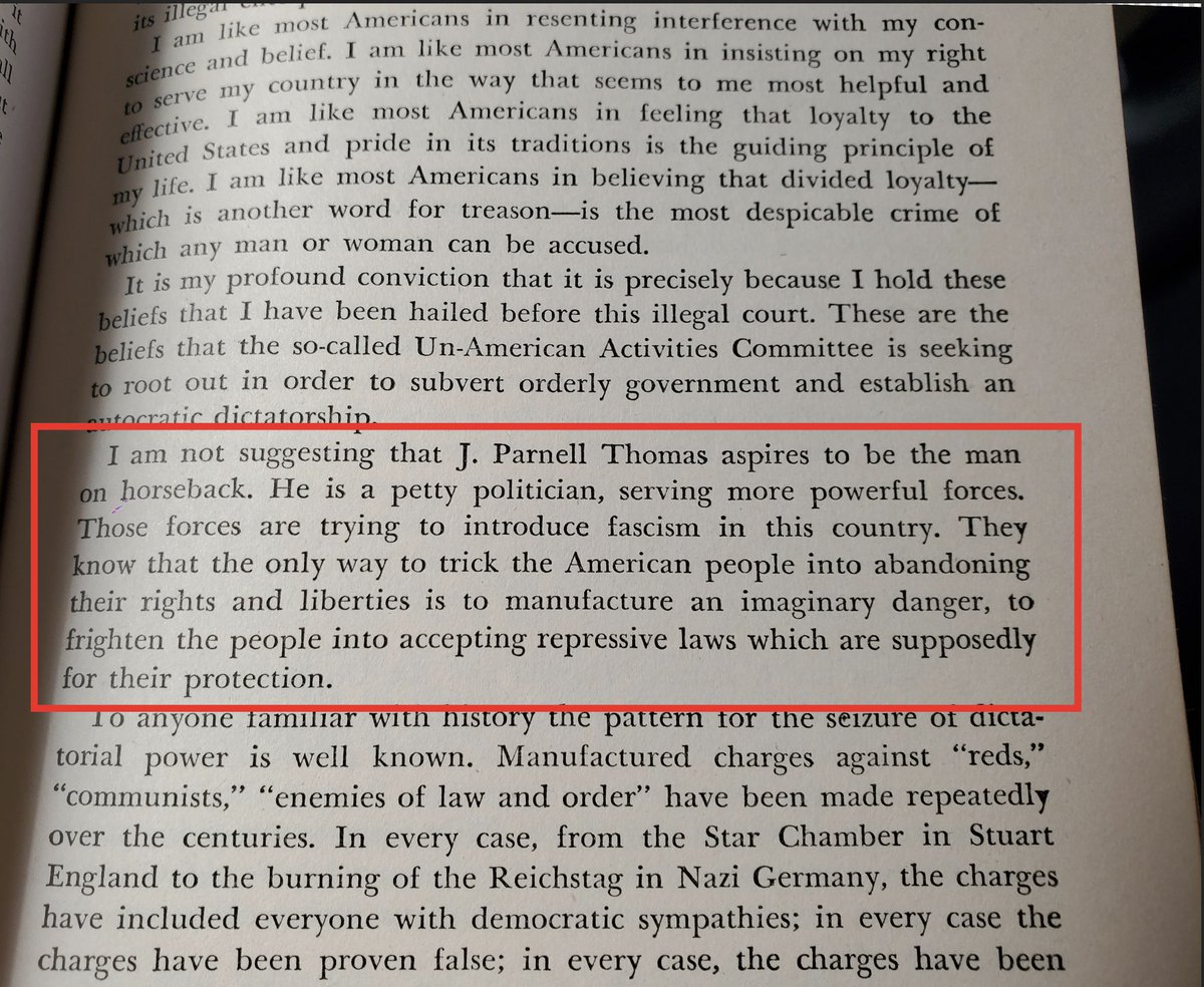 kershed's tweet image. Just Read: HOLLYWOOD ON TRIAL, a 1948 account of the HUAC hearings where 10 writers/directors/producers were held in contempt for keeping their political beliefs private as was their right. In 1950 they were each fined $1k and spent 6-12 months in jail. The Blacklist began.