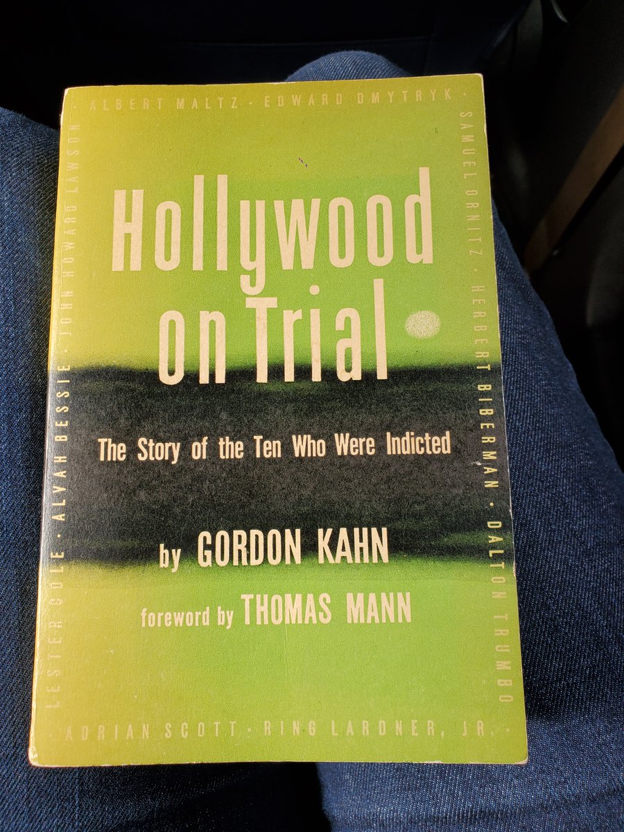 kershed's tweet image. Just Read: HOLLYWOOD ON TRIAL, a 1948 account of the HUAC hearings where 10 writers/directors/producers were held in contempt for keeping their political beliefs private as was their right. In 1950 they were each fined $1k and spent 6-12 months in jail. The Blacklist began.