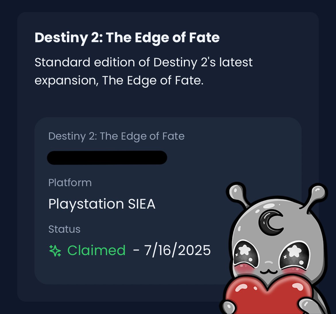 SixxIsDead's tweet image. I’m so happy I had the opportunity to receive and give away something like this!! Thanks to some awesome people, I had a great stream too!
Thank you so so much to @gamesight and @Bungie for allowing me to give back to my community~ ♡
#D2TheEdgeofFate #Destiny2