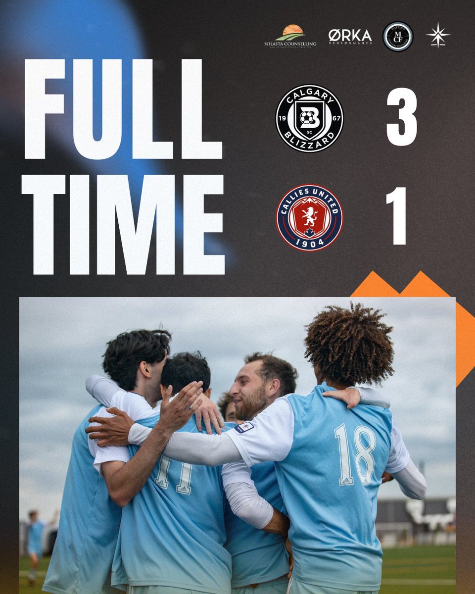 💥 BLIZZARD SC WIN 💥 

Blizzard SC secure the 3-1 win over @calliesunited with goals from Marco Plenzik(x2) and Spencer Mccallum!

#TheOrangeWay #L1AB #League1 #League1AB