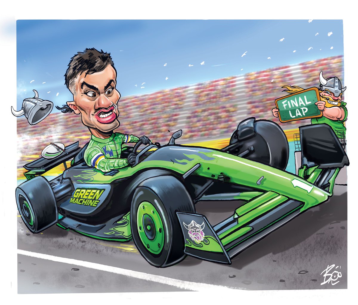 Scott Bailey (@boobaileytele) on Twitter photo Gentlemen start your engines! With #origin in the rear view mirror the race to #nrl finals gets real. Kaeo weekes and team <a href="/RaidersCanberra/">Canberra Raiders</a> have the green machine purring towards September. My art for <a href="/PamelaWhaley/">Pam Whaley</a> look at race to finals <a href="/telegraph_sport/">Telegraph Sport</a> #canberraraiders Gentlemen start your engines! With #origin in the rear view mirror the race to #nrl finals gets real. Kaeo weekes and team <a href="/RaidersCanberra/">Canberra Raiders</a> have the green machine purring towards September. My art for <a href="/PamelaWhaley/">Pam Whaley</a> look at race to finals <a href="/telegraph_sport/">Telegraph Sport</a> #canberraraiders