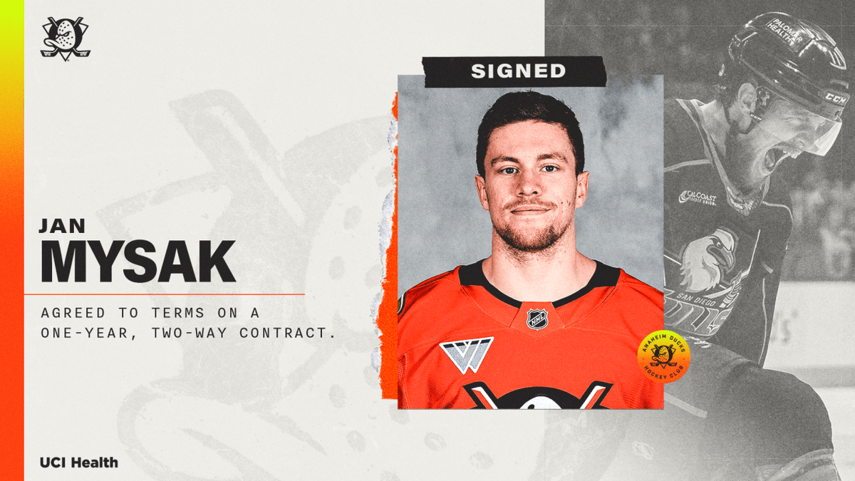 Sigi_JE's tweet photo. Honza Myšák podepsal roční dvoucestný kontrakt s Anaheimem.

Tak držím palce, ať to do NHL klapne.

🇨🇿🦁👀 https://t.co/6TldjDX3du