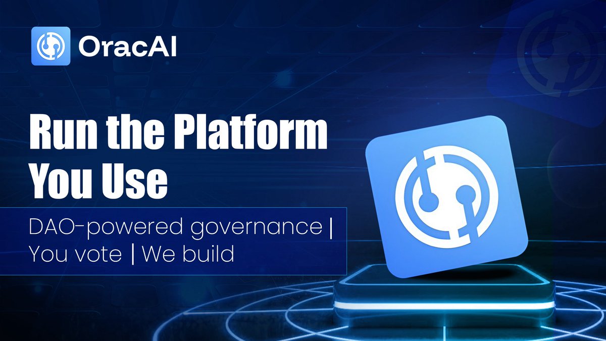 OracAIOfficial's tweet image. 🧠 Run the Platform. Shape the Protocol.
#OracAI flips the script—users aren’t just participants, they’re architects.
With DAO-powered governance, your stake = your say.
🗳Vote on features
🛠Influence development
⚙️Co-own the evolution
This is user-owned infrastructure.
#DAO