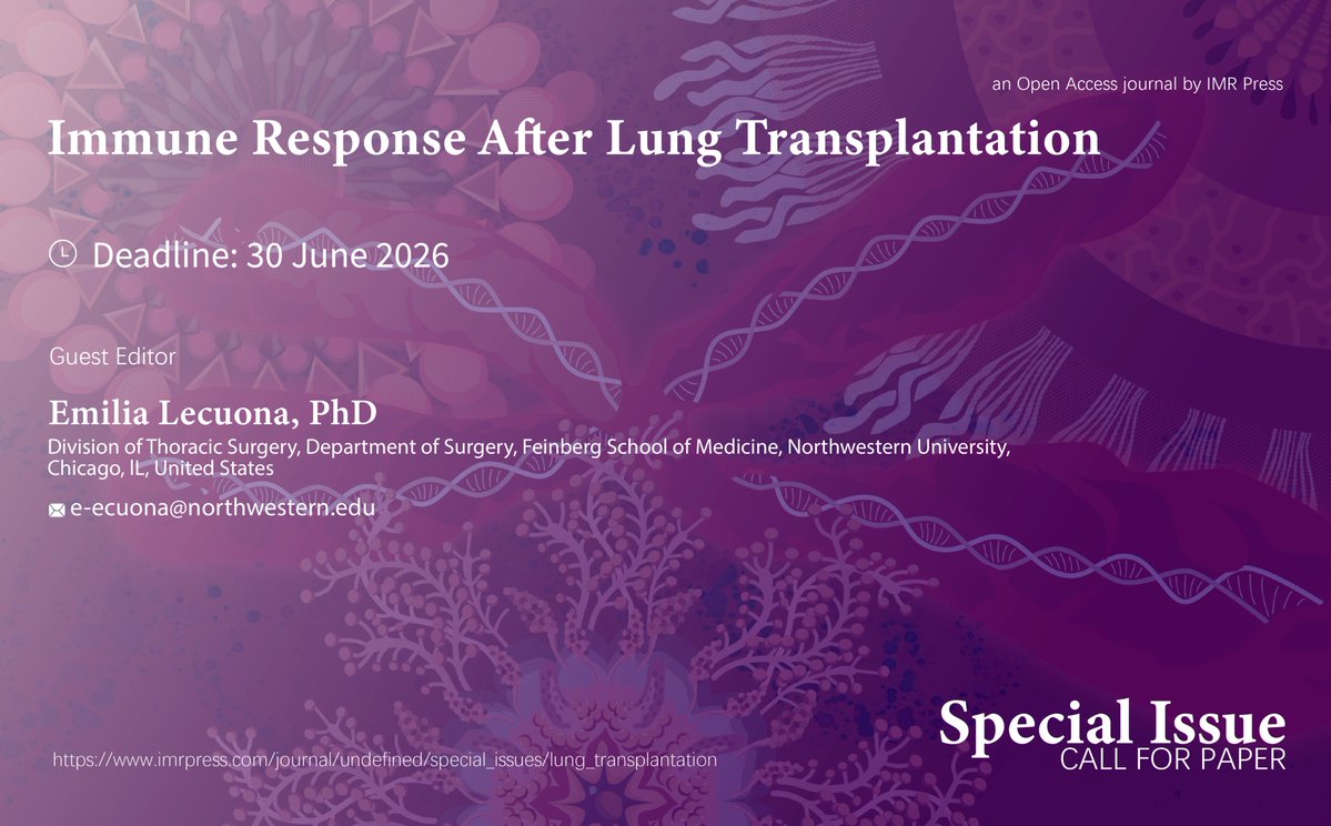 Landmark_IMR's tweet image. 🩺 #SpecialIssue: Immune Response After Lung Transplantation
🎐Lung transplantation offers a lifesaving option for patients with end-stage lung disease. 🔬Although there have been significant improvements in survival since lung transplantation became a clinically viable…