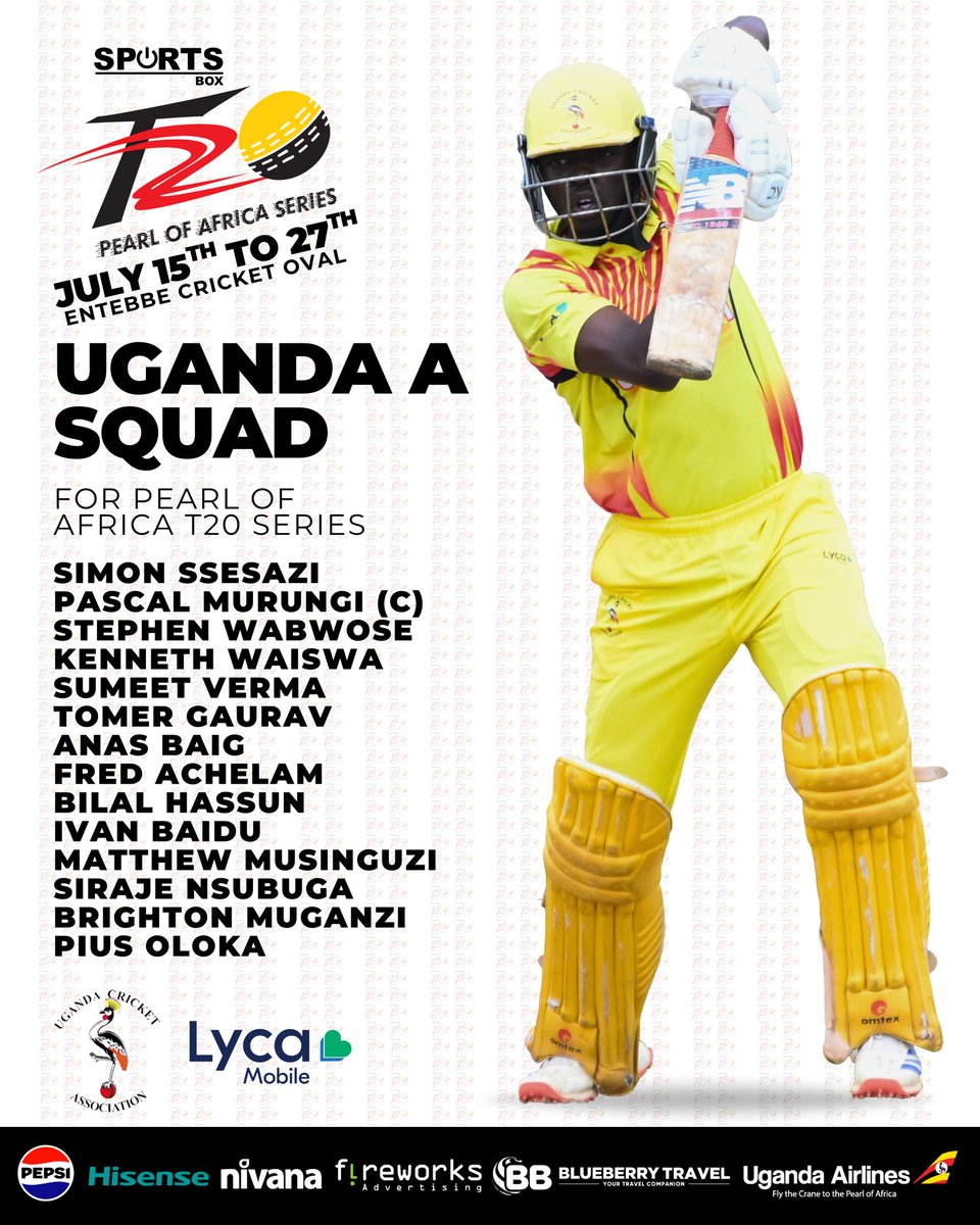 CricketUganda's tweet photo. Presenting the Uganda A squad to face Namibia A in the #POAT20 series
#LycaConnectsCricket https://t.co/SvJhEqTWxy