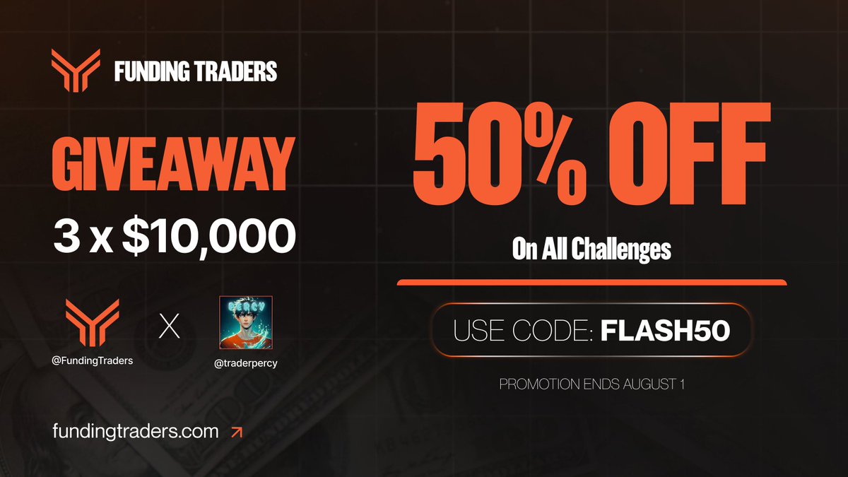 traderpercy's tweet photo. 🎁GIVEAWAY TIME🎁
3x 10,000 challenge accounts

🔸Follow:
@FundingFutures   
@FundingTraders   
@StanFXTrading   
@DavidKrtinic 
@traderpercy

🔸Like and Retweet
🔸Tag 3 friends
🔸Repost @fundingtraders pinned post

⏳ Winners on July 20