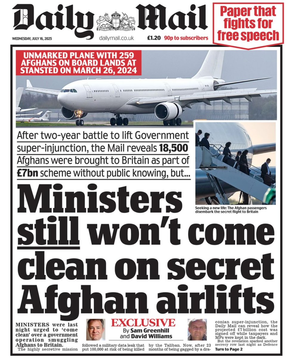 Mail contorts itself to somehow find away to blame this on Labour ministers when it Suella Braverman and Robert Jenrick.