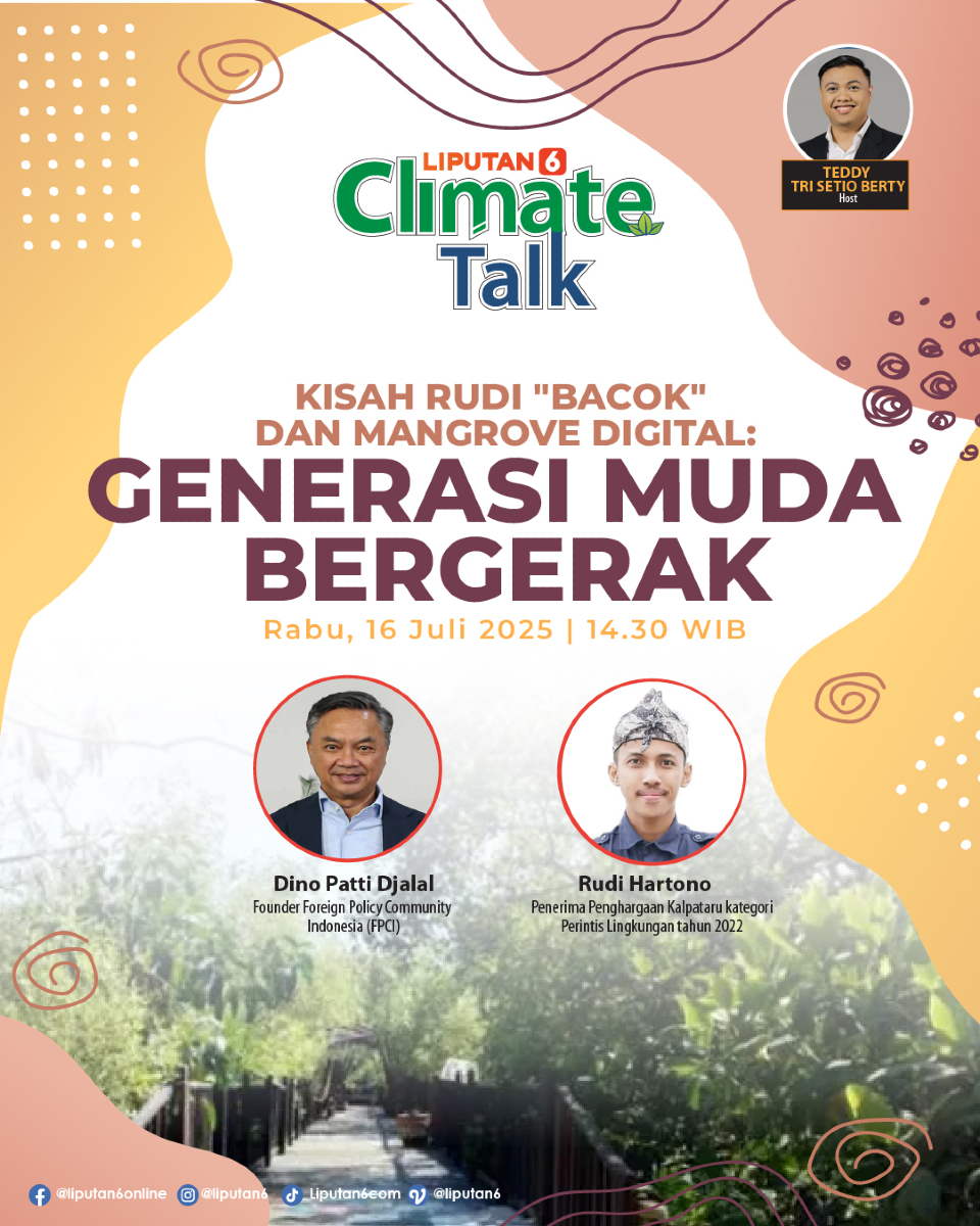Jangan lewatkan obrolan penuh semangat tentang aksi nyata anak muda untuk iklim! 💚🌍

"Kisah Rudi 'Bacok' dan Mangrove Digital: Generasi Muda Bergerak"

Bersama narasumber inspiratif:
🎙️ Dino Patti Djalal – Founder Foreign Policy Community Indonesia (FPCI)
🎙️ Rudi Hartono –