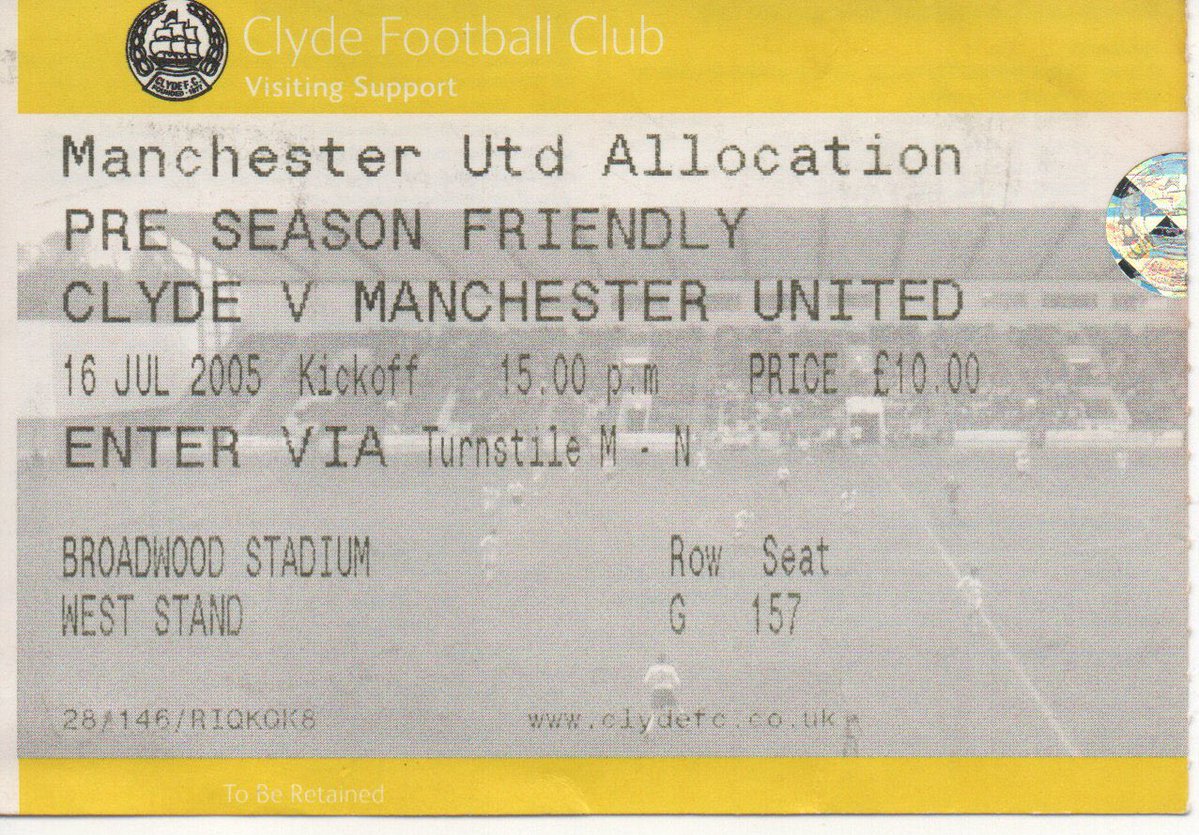jimbriggs2_jim's tweet image. 16th July 2005 United played at Broadwood Stadium, Clyde. A game memorable for the abuse given to Rio to sign his new contract. United won 5-1 with goals from Kleberson, Paul Scholes, Ruud (2) & Liam Miller. Neil McGregor for Clyde.
#ManchesterUnited #ManUtd #MUFC #UTFR #GGMU