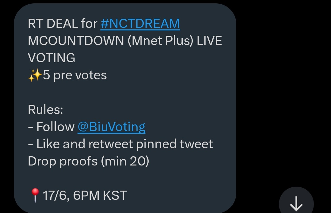 7DREAM VOTING TEAM INA (@7dreamvt_ina) on Twitter photo RT DEAL for #NCTDREAM
MCOUNTDOWN (Mnet Plus) LIVE VOTING
✨5 pre votes
Rules:
- Follow <a href="/BiuVoting/">biu voting DM TO BUY KPOP VOTES</a>
- Like and retweet pinned tweet
Drop proofs (min 20)
📍17/7, 6PM KST RT DEAL for #NCTDREAM
MCOUNTDOWN (Mnet Plus) LIVE VOTING
✨5 pre votes
Rules:
- Follow <a href="/BiuVoting/">biu voting DM TO BUY KPOP VOTES</a>
- Like and retweet pinned tweet
Drop proofs (min 20)
📍17/7, 6PM KST
