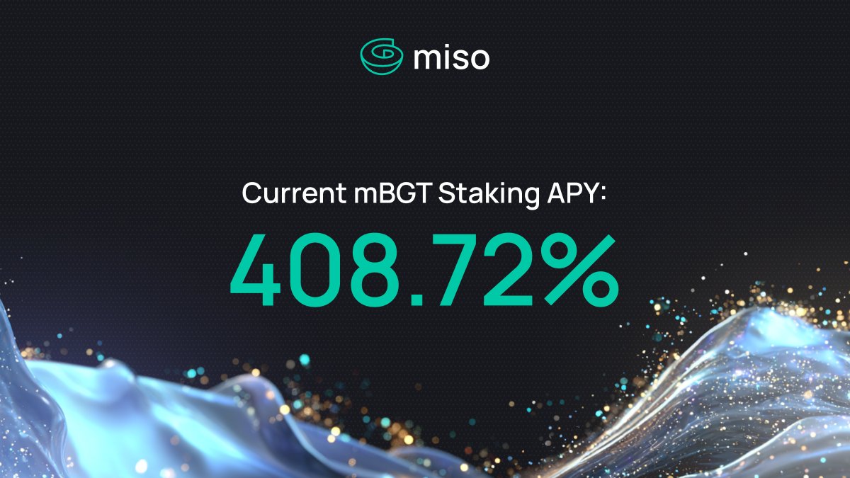 Daily miso enjoyment: 

mBGT staking APY: 408.72% ↗️
mBGT-iBERA Reward Vault: 584.40% 🚀
mBGT price: $2.65 

Yield gets more effortless every passing day 😮‍💨