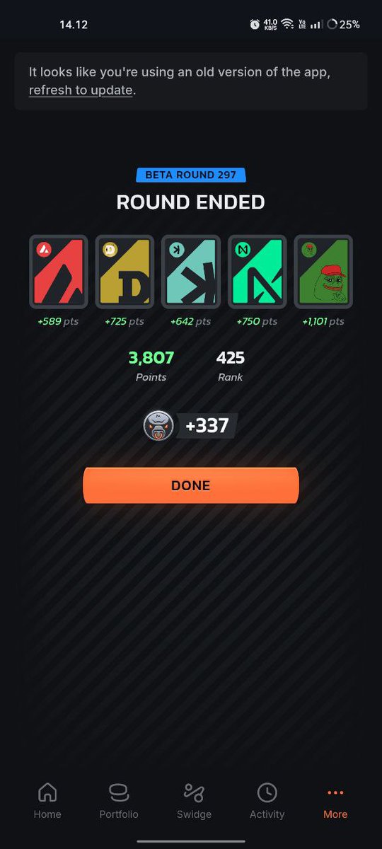 The highest point I got from playing Bullrun Infinex, a very fun game. Still a long way to go to be number one