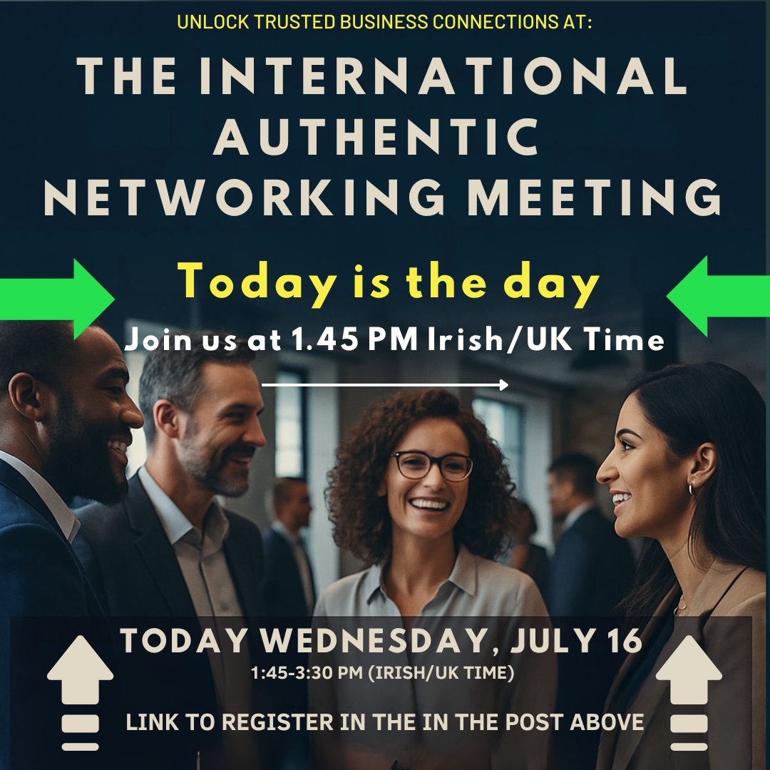 Tired of networking events that feel like pitch parades and polite small talk?

Today’s International Authentic Networking Meeting is for people who want real conversations that lead to real opportunities.

No performances. No sales theatre. No pretending to be who you think you