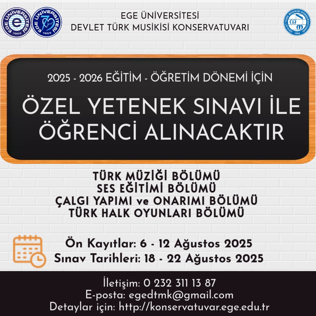 konservatuvarege (@eukonservatuvar) on Twitter photo Konservatuvarımızın 2025 yılı Özel Yetenek Sınavı ile ilgili tüm detaylar web sayfamızda ilan edilmiştir.
#egeüniversitesi #konservatuvarege #sınav #özelyeteneksınavı
<a href="/UniversiteEge/">Ege Üniversitesi</a> <a href="/ProfNecdetBudak/">Prof.Dr.Necdet BUDAK</a> #alimarufalaskan <a href="/tarkanerkan/">Tarkan Erkan</a> #ufukdemirbas <a href="/trktna/">Tarık Tuna</a> <a href="/egeajans87/">ege ajans</a> Konservatuvarımızın 2025 yılı Özel Yetenek Sınavı ile ilgili tüm detaylar web sayfamızda ilan edilmiştir.
#egeüniversitesi #konservatuvarege #sınav #özelyeteneksınavı
<a href="/UniversiteEge/">Ege Üniversitesi</a> <a href="/ProfNecdetBudak/">Prof.Dr.Necdet BUDAK</a> #alimarufalaskan <a href="/tarkanerkan/">Tarkan Erkan</a> #ufukdemirbas <a href="/trktna/">Tarık Tuna</a> <a href="/egeajans87/">ege ajans</a>