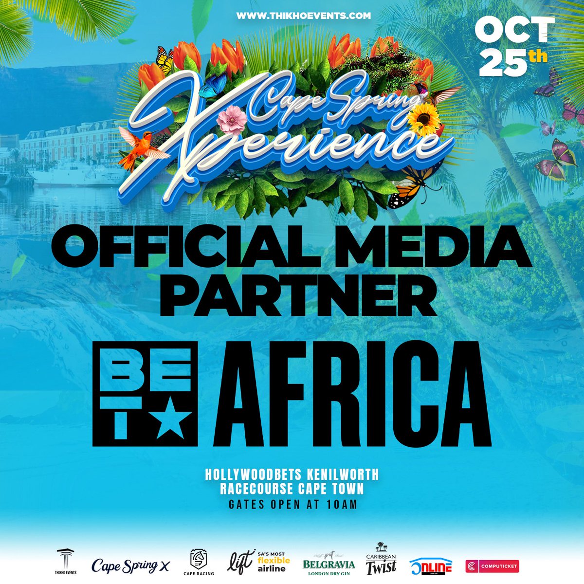 ThikhoEventsZA_'s tweet image. We’re proud to welcome @BET_Africa as the official media partner for Cape Spring Experience! The Biggest Spring Celebration will be televised!
From exclusive behind-the-scenes access to live coverage. BET is bringing the festival to your screens like never before. 📺
📅 25…
