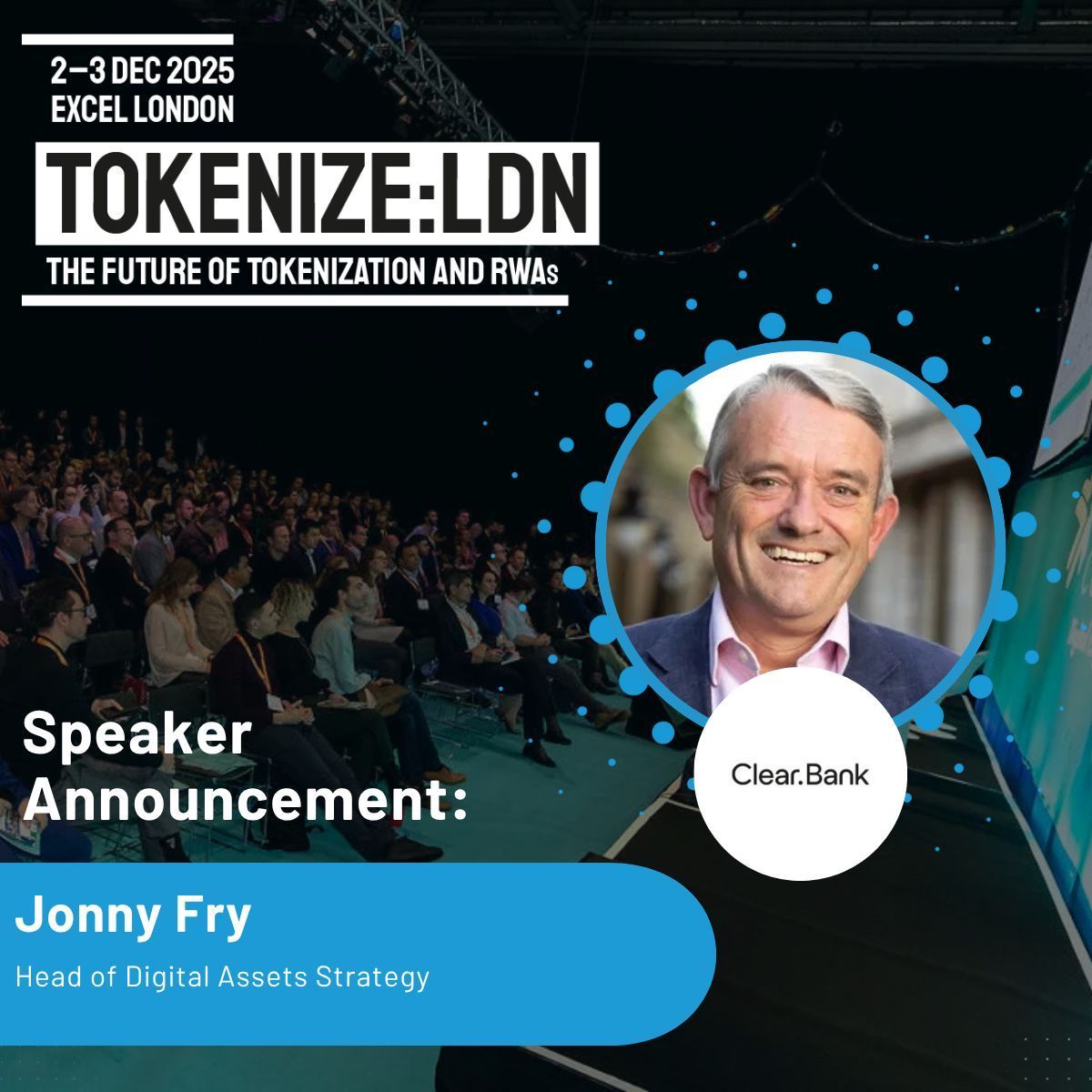 Tokenize_LDN's tweet image. 💡 The future of money isn’t physical. It isn’t even just digital.
It’s programmable.

🎤 Jonny Fry, Head of Digital Assets Strategy at ClearBank, opens #TokenizeLDN with a keynote on treasuries, tokens and next-gen infrastructure.

🎟️ Register: tokenize-event.com