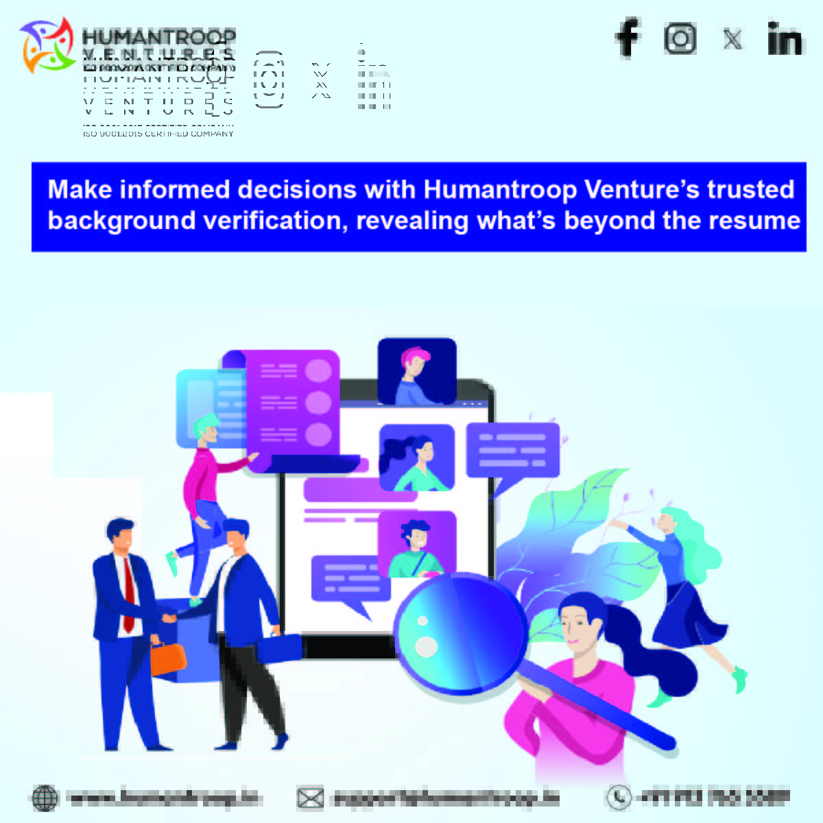 humantroop_v's tweet photo. 🕵️♂️ Go beyond the resume with Humantroop Ventures!
Make confident hiring decisions with our trusted background verification. 

Contact us:
Website: https://t.co/plBoOTspcw
Email: support@humantroop.in
Call: +919137655589 

#BackgroundCheck #HumantroopVentures #SmartHiring https://t.co/JxyumLRxyA