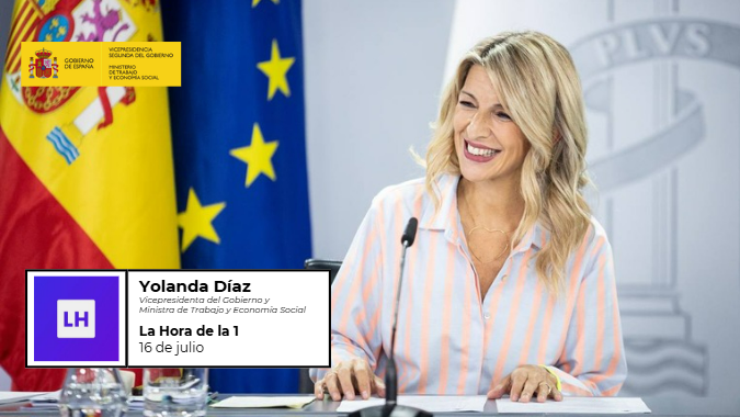 empleogob's tweet image. 🔴 A partir de las 9:00h la vicepresidenta Yolanda Díaz es entrevistada en el programa La Hora de la 1.
📺 Puedes seguirla en directo en el enlace: rtve.es/play/videos/di…