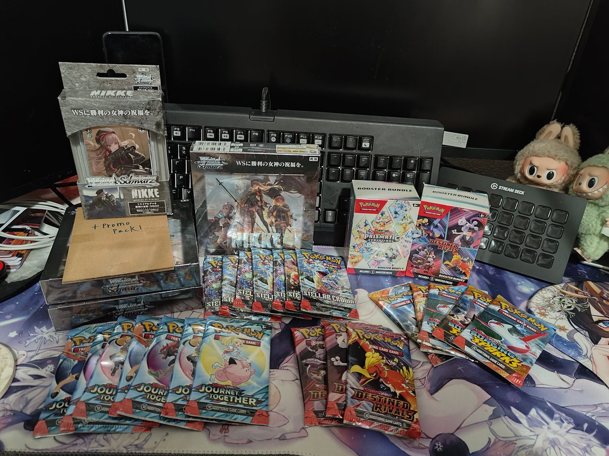 winter_wolve's tweet image. Thanks to my wonderful twitch community we broke the 1500 points for the Subathon. That means we are opening cards!
I can't wait to open the Goddess of Victory Nikke Cards @NIKKE_en and open a ton of Pokemon Cards!
Can't wait to see you soon! I got something happening Saturday!