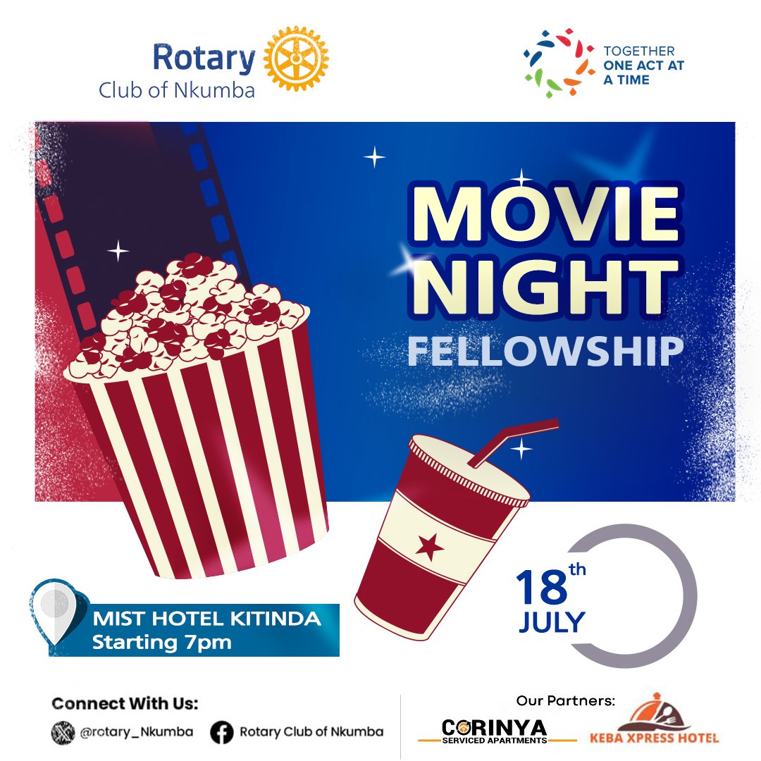 Rotary Club of Nkumba (UGANDA) (@rotarynkumba) on Twitter photo Calling all movie enthusiasts and community lovers, to a fun-filled Movie Night Fellowship 18th July, at <a href="/misthotelebb/">The Mist Hotel Entebbe</a>, at 7pm. This is a fantastic opportunity to connect with like-minded individuals, make new friends, and be part of a community that cares. #NkumbaFellowship Calling all movie enthusiasts and community lovers, to a fun-filled Movie Night Fellowship 18th July, at <a href="/misthotelebb/">The Mist Hotel Entebbe</a>, at 7pm. This is a fantastic opportunity to connect with like-minded individuals, make new friends, and be part of a community that cares. #NkumbaFellowship