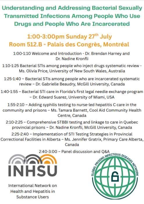INHepSU's tweet image. Are you attending the @STIHIV2025 in Montreal? Be sure to check out the pre-conference symposium titled 'Understanding and Addressing Bacterial Sexually Transmitted Infections Among People Who Use Drugs and People Who Are Incarcerated': inhsu.org/wp-content/upl…