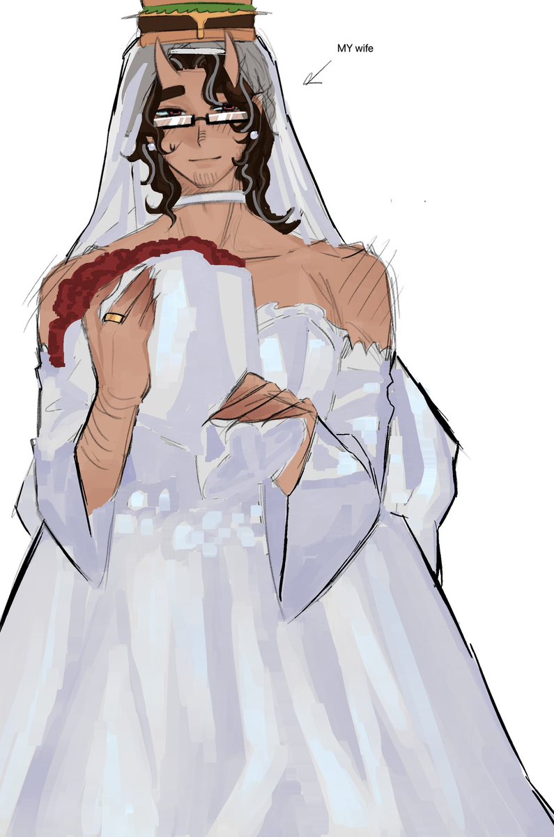 Yukkaiu's tweet image. My beautiful wife in his wedding dress