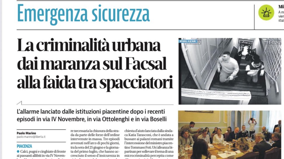 Giovani nordafricani che si affrontano a colpi di machete per il controllo del territorio dello spaccio ma, per la sinistra piacentina, il problema sono gli ultra.