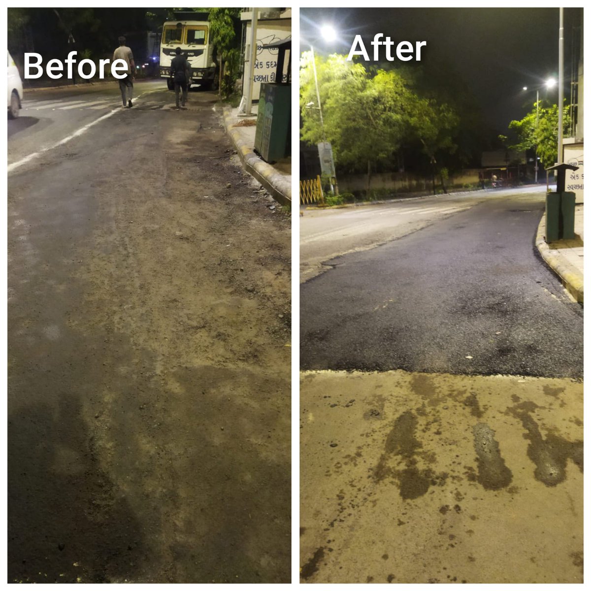 AmdavadAMC's tweet photo. To enhance daily travel comfort, handlaying patchwork is being carried out in Gota Ward and Maninagar Ward. AMC’s consistent road maintenance ensures safer rides and better connectivity for all citizens.

#HandlayingPatchwork #RoadRepairsAMC #GotaWard #ManinagarWard #SmoothCommute #SafeRoadsAhmedabad #BetterConnectivity #CityInfraUpgrade #AMCOnDuty #UrbanRoadCare #TravelSafeAhmedabad