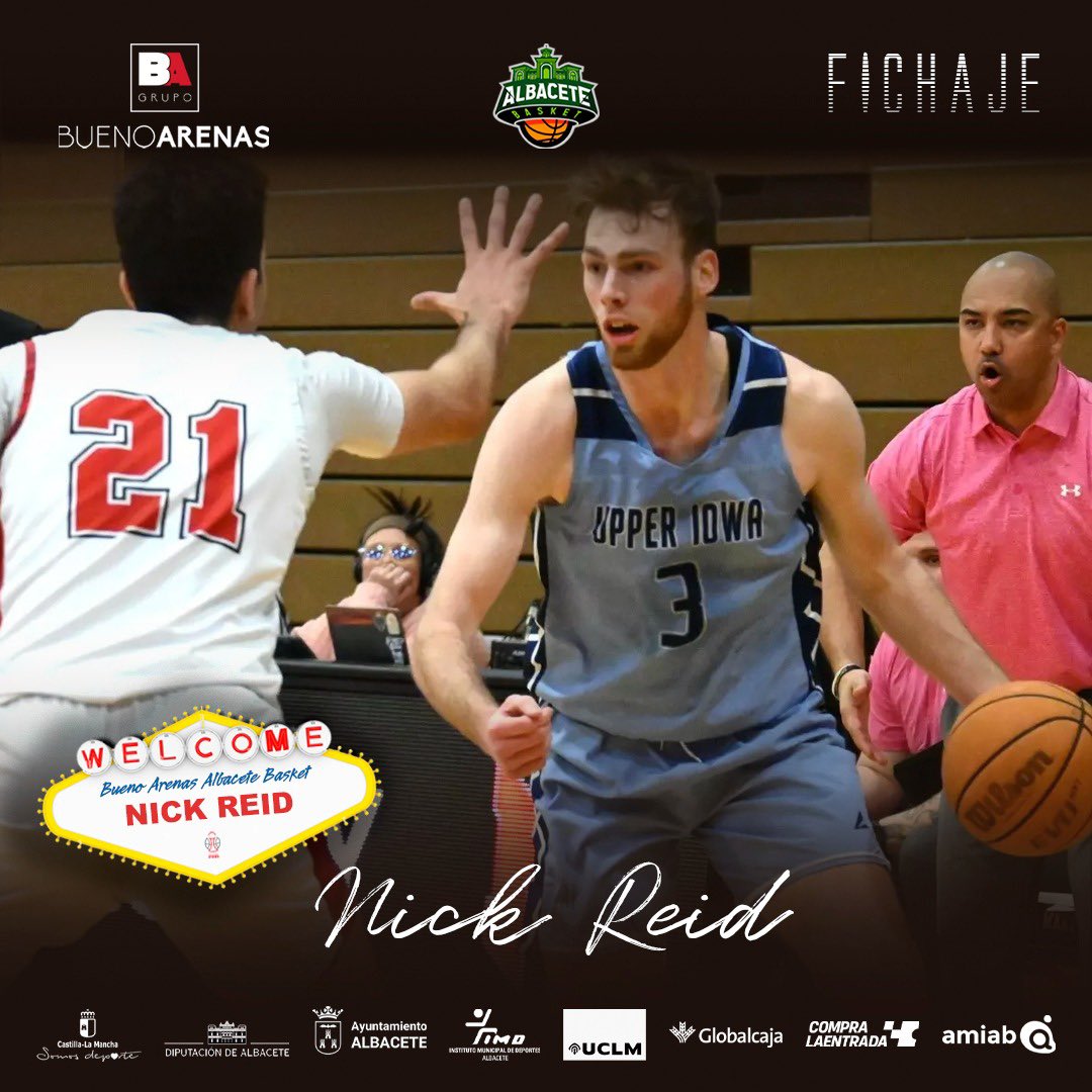 Bueno Arenas Albacete Basket (@albacetebasket) on Twitter photo 🆕 Procedente de Upper Iowa (NCAA2), Nick Reid aterriza en el parque.
🇺🇸 El jugador americano de 23 años llega al Bueno Arenas Albacete Basket para aportar físico, ritmo y trabajo en una liga tan exigente.
ℹ️ Toda la información en albacetebasket.es/nick-reid-nuev…
#QueComienceElJuego 🆕 Procedente de Upper Iowa (NCAA2), Nick Reid aterriza en el parque.
🇺🇸 El jugador americano de 23 años llega al Bueno Arenas Albacete Basket para aportar físico, ritmo y trabajo en una liga tan exigente.
ℹ️ Toda la información en albacetebasket.es/nick-reid-nuev…
#QueComienceElJuego