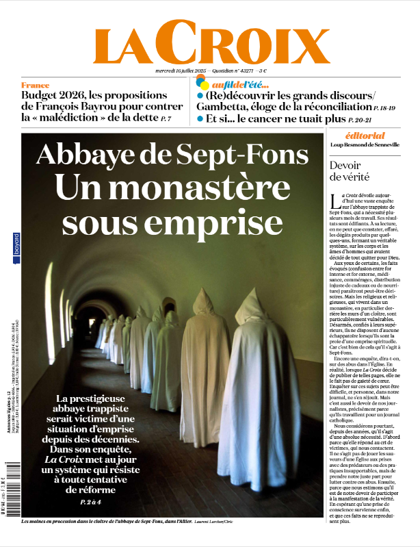 heloise_dn's tweet image. 🗞️A la Une de @LaCroix aujourd'hui une enquête hors norme. Abbaye de Sept Fons, un monastère sous emprise
la-croix.com/religion/enque…