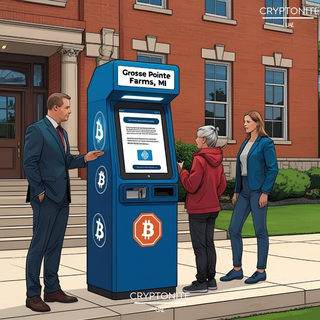 CryptoniteUae's tweet image. Grosse Pointe Farms, MI takes a stand against #CryptoScams! The city council passed an ordinance restricting #CryptoATMs with registration, warnings, and transaction limits for new users. A proactive step to protect residents. #Michigan #ConsumerProtection #Blockchain #ScamAlert