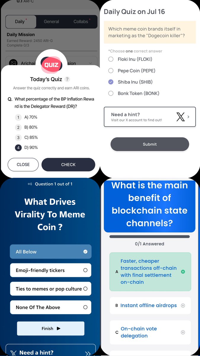*16 JULY, 2025* 

Ari chain = D
Xenea = C
Marina =  A
Spur protocol = A
Syntax = A
Follow me for more of this 
,<a href="/GiveRep/">GiveRep</a> <a href="/ATTNtoken/">Attention 👁️</a>
