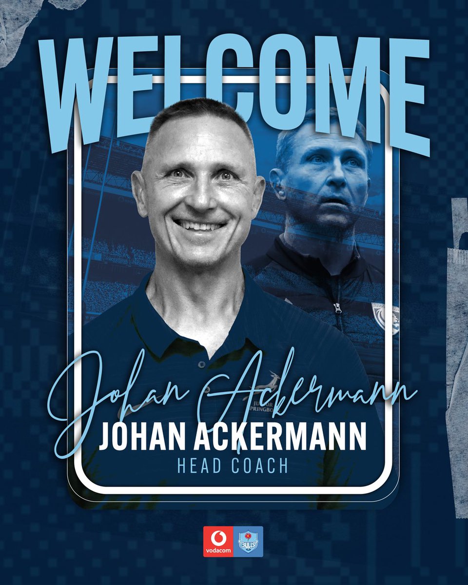 🚨 Official: Johan Ackermann is the new Head Coach of the Vodacom Bulls! 🐃

A former Vodacom Bulls player, Springbok and 3x SA Coach of the Year 🏆 

💬 “His blood is blue.”
💬 “A dream come true.”

FULL PRESS RELEASE: bullsrugby.co.za/johan-ackerman…

#ForeverBlue