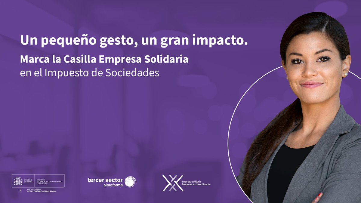 👉 Marca la Casilla Empresa Solidaria 

El 0,7 % de tu Impuesto de Sociedades se destinará a proyectos sociales para luchar contra la pobreza, la exclusión y la desigualdad.

Más info: bit.ly/4dOuaAY
#CasillaEmpresaSolidaria #EsXTi #ImpuestoDeSociedades