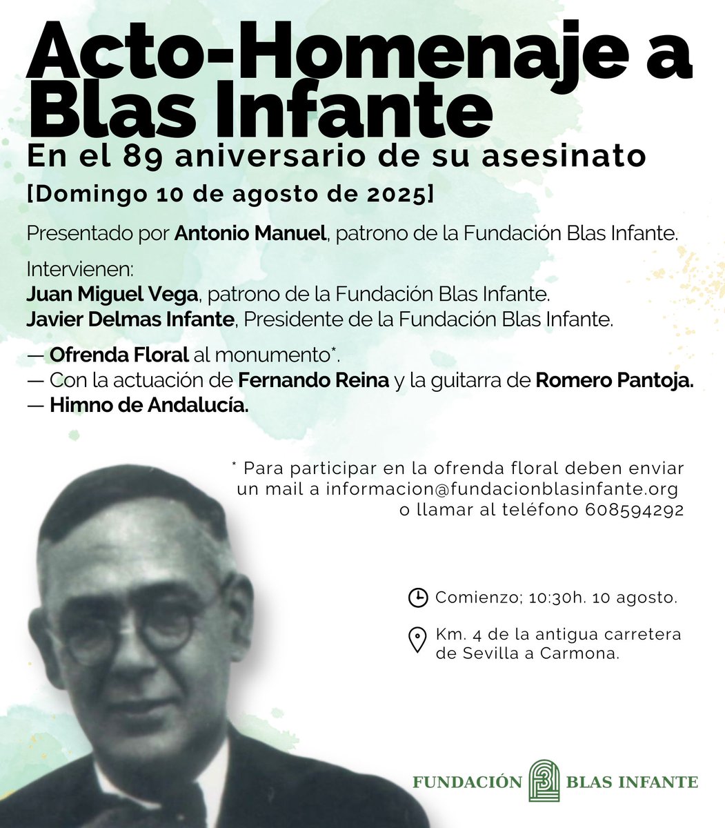 Como todos los años, desde hace ya más de cuatro décadas, la Fundación Blas Infante organiza un acto homenaje al Padre de la Patria Andaluza, Blas Infante, en el lugar donde fue asesinado el 10 de agosto de 1936.