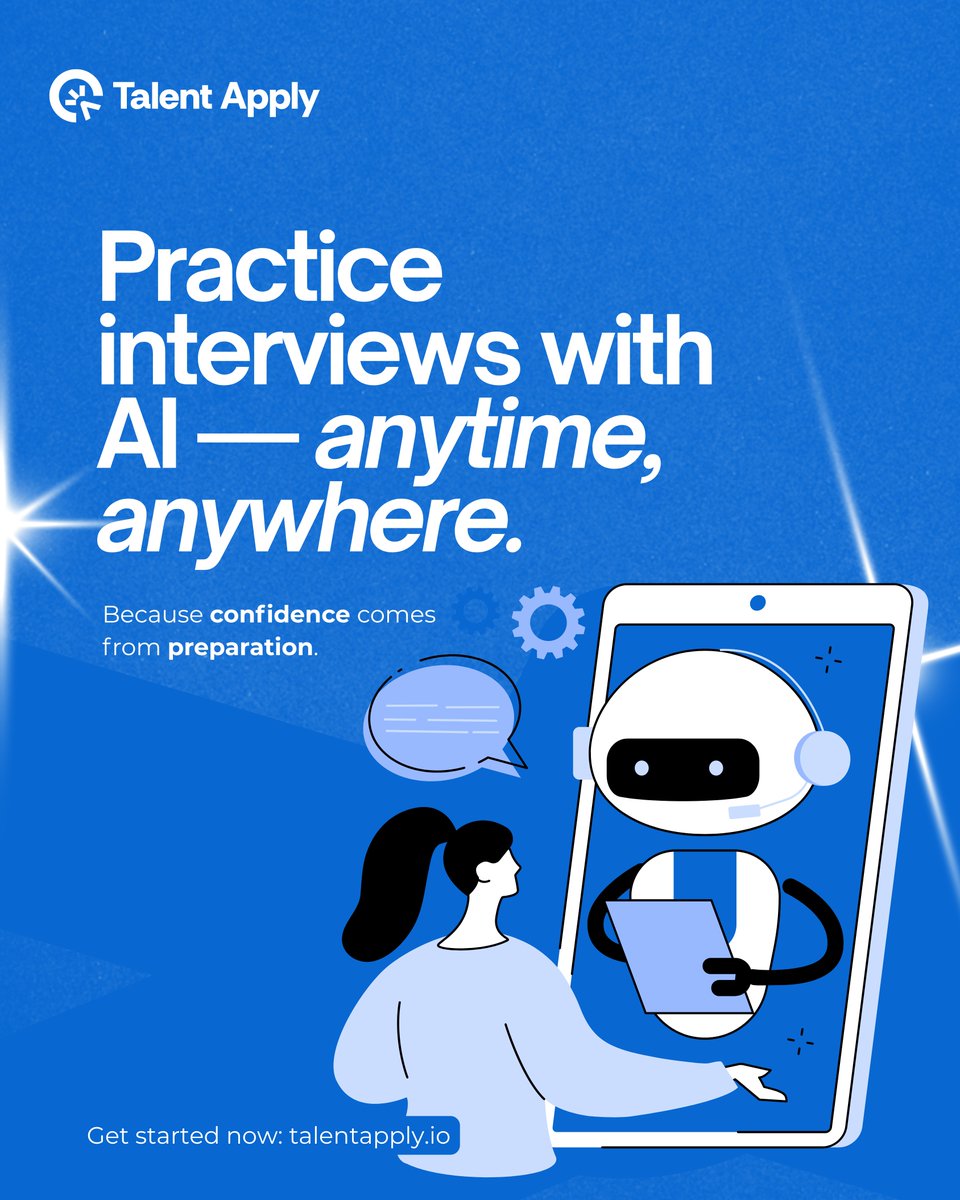 It’s 11:47 PM. Your interview is at 9 AM.
Your friend is asleep. Your mirror can’t give feedback.
But guess who’s still awake?

TalentApply.

Practice real interview questions with our AI, no judgment, no pressure, just better prep.

Anytime. Any day.
👉 TalentApply.io