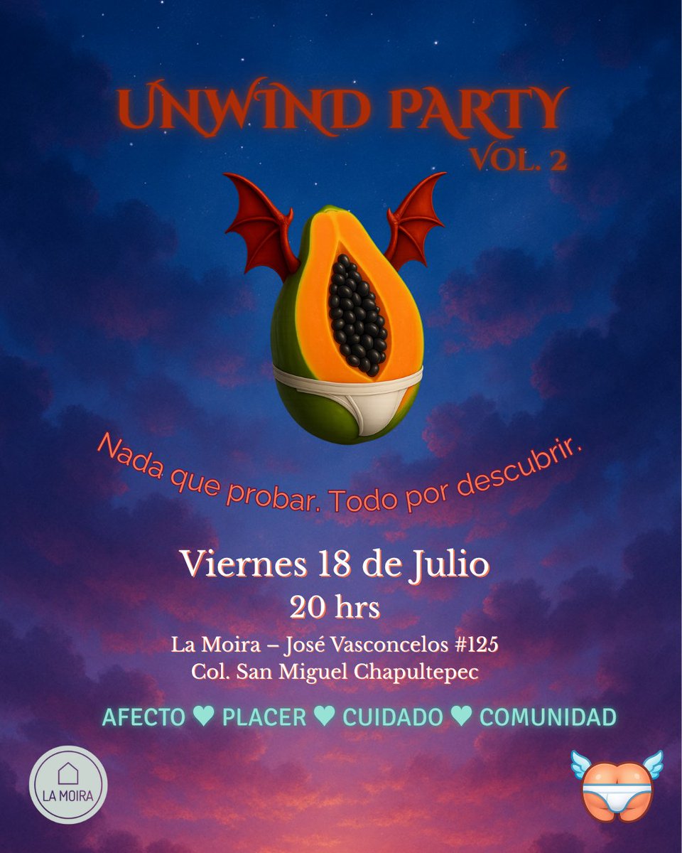 ¡Nos encanta la papaya! Y más por las noches... 

Fiesta relajada para bandita safica y nb que guste de esta riquísima fruta este Viernes en #LaMoira a partir de las 20H 🥭

Más info por DM 💬