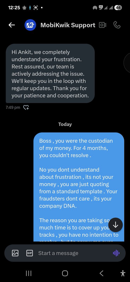 MahendraAnkit's tweet photo. @MobiKwikSWAT @police_haryana 
#mobikwikcheats
Mobikwik is a custodian of your wallet money. One day your money vanishes 
Least bothered 
They ask you to chase the police , threaten you to close case in 1 day. 

When you ask  - what happened to my money ? Clueless for 4 months . https://t.co/Ygvxe67zYg
