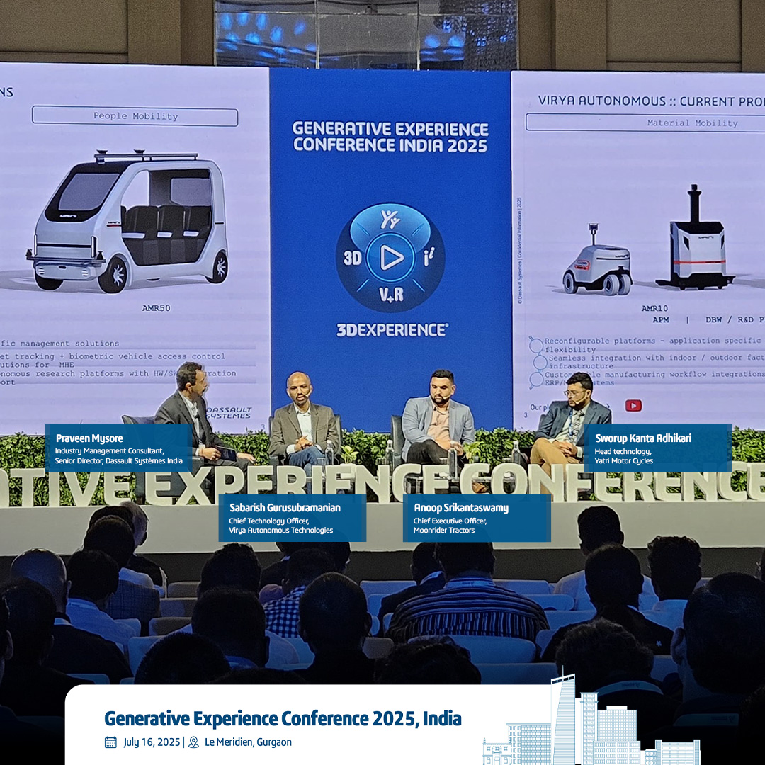 Power panel: Praveen Mysore, Sabarish Gurusubramanian, Anoop Srikantaswamy &amp; Sworup Adhikari  explore how Generative Experiences fuel tomorrow’s breakthroughs. What impact will your next innovation create? #GenerativeExperienceConferenceIndia #3DEXPERIENCE