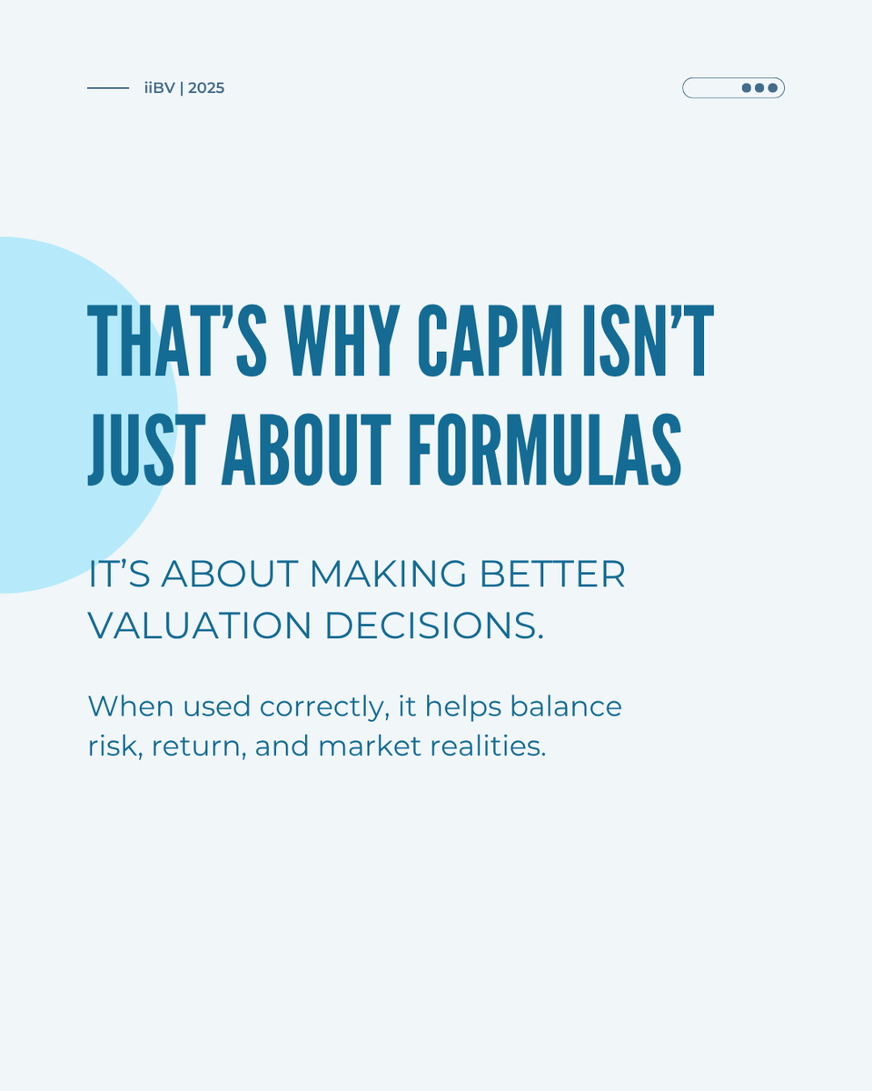 iiBVNews's tweet photo. A tiny CAPM mistake = A massive valuation error.

Beta, Equity Risk Premium, Risk-Free Rate, get them wrong, and you’re looking at misleading valuations.

🚨 Avoid common CAPM pitfalls.
Learn how to apply it correctly. https://t.co/HMBKFJvZaj